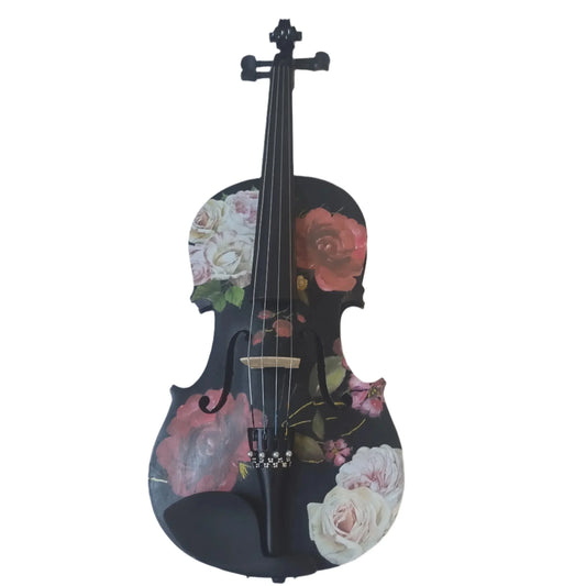Black Rose Viola Outfit | Custom Crystal Tailpiece & Pearl Fine Tuners - Rozanna's Violins