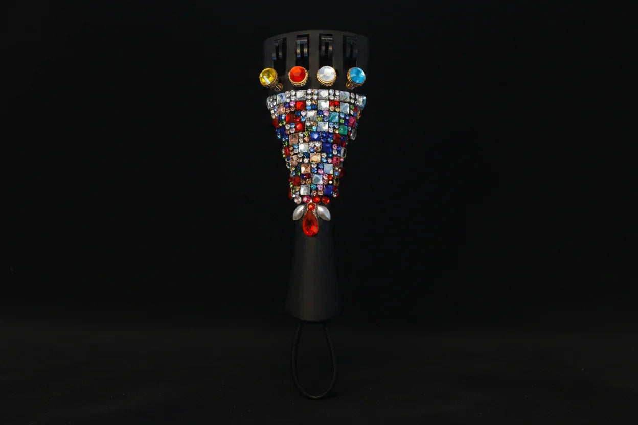 Carnival Crystalline Cello Tailpiece | Multicolor Crystal & Color - Coded Tuners - Rozanna's Violins
