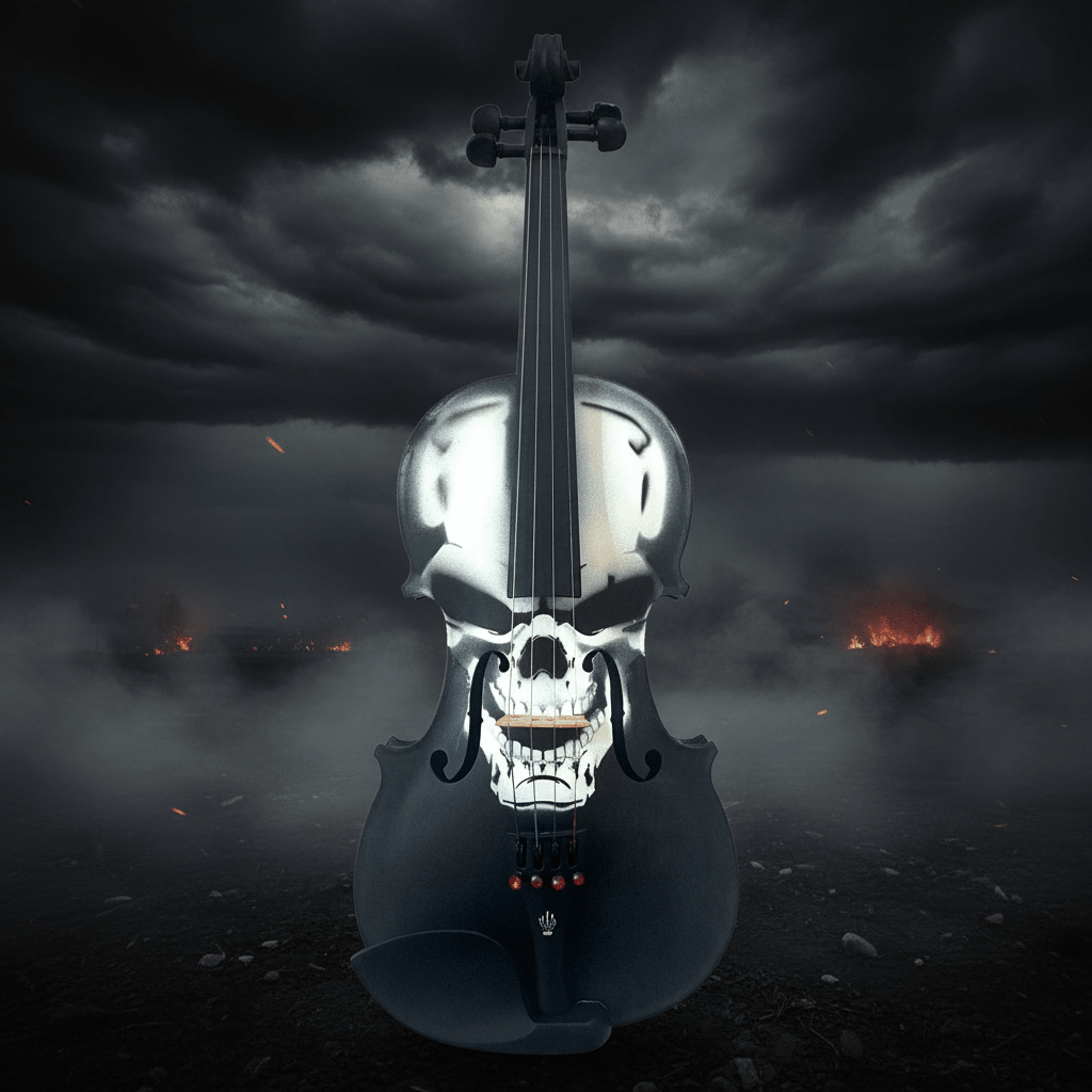 Scourge of War Skull Violin Outfit | Carbon Bow & Crystal Tuners