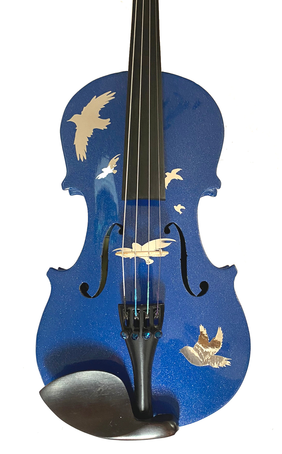 Blue Chrome Birds Violin Outfit - Rozanna's Violins