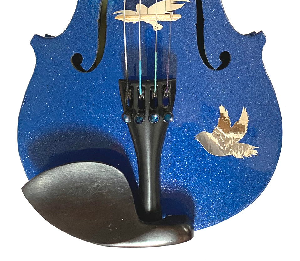 Blue Chrome Birds Violin Outfit - Rozanna's Violins