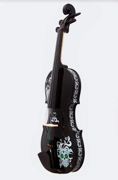 Rozanna's Violins Sugar Skull Black Glitter Violin