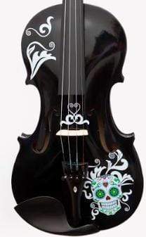 Rozanna's Violins 4/4 Sugar Skull Black Glitter Violin