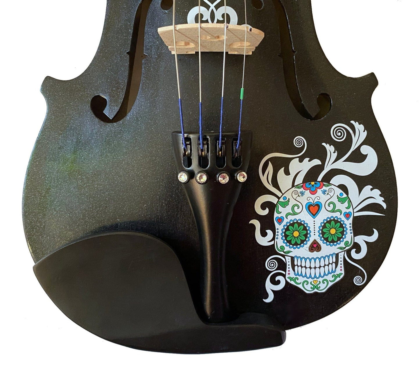 Rozanna's Violins Sugar Skull Black Glitter Violin