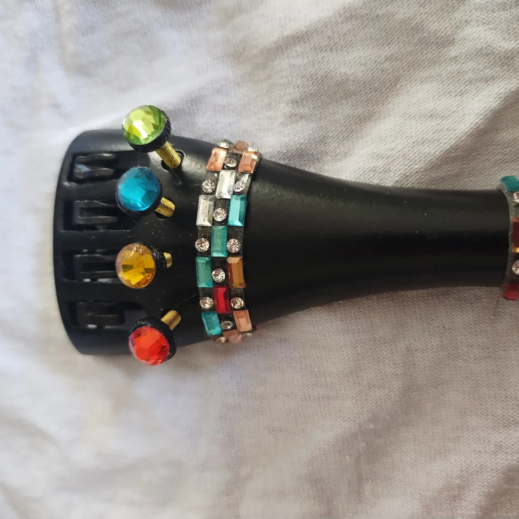 Color Key Violin Tailpiece | Color - Coded Crystal Fine Tuners for Easy Learning - Rozanna's Violins