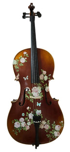 Rose Delight Cello Outfit | Pearl & Crystal Tailpiece, Brazilwood Bow & Case - Rozanna's Violins