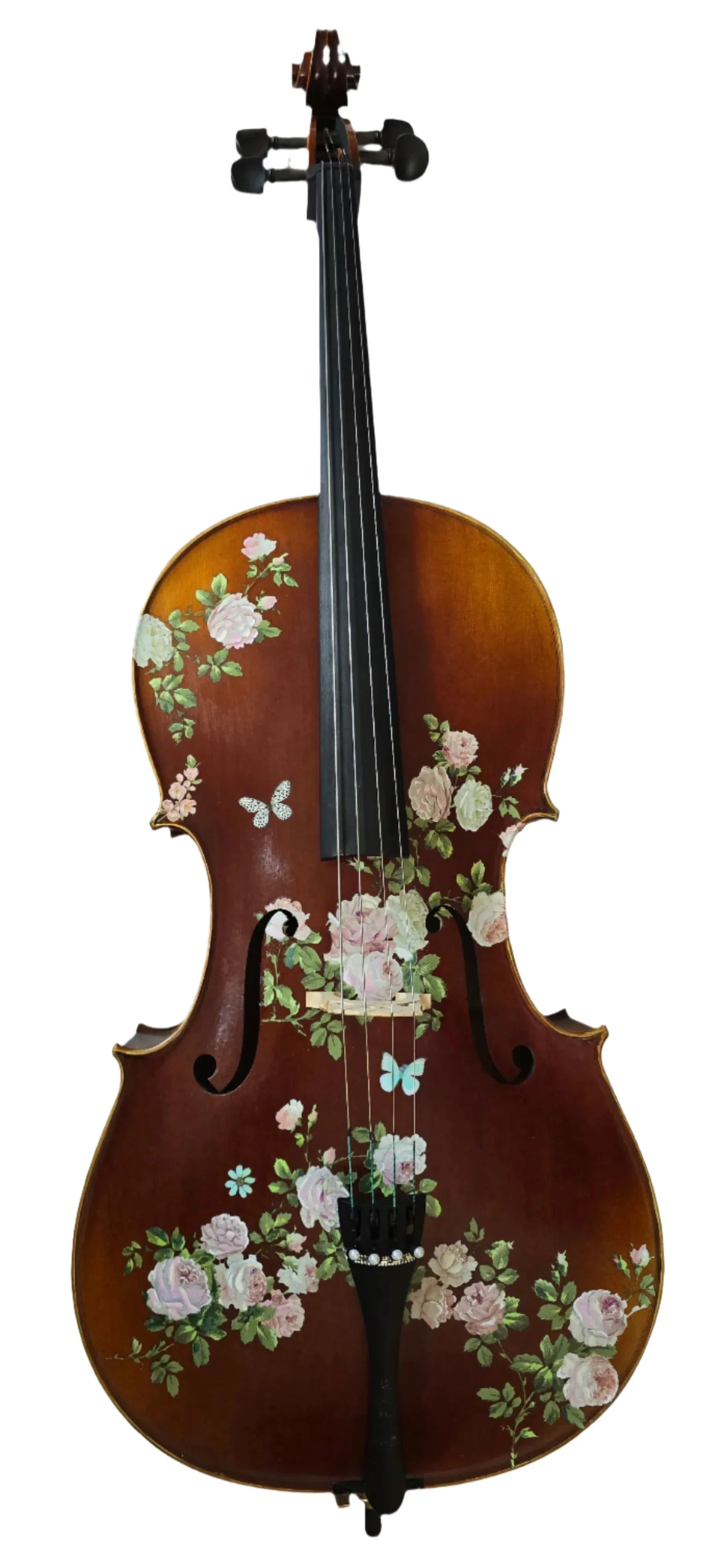 Rose Delight Cello Outfit | Pearl & Crystal Tailpiece, Brazilwood Bow & Case - Rozanna's Violins