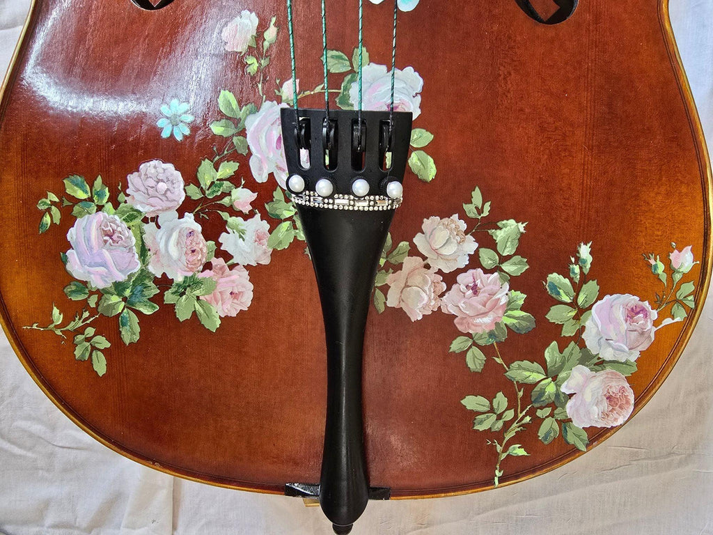Rose Delight Cello Outfit | Pearl & Crystal Tailpiece, Brazilwood Bow & Case - Rozanna's Violins