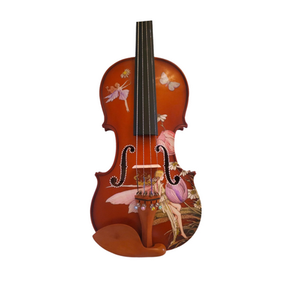 Fairy Violin II Outfit, w/ pastel crystals on fine tunerm Brazilwood bow, case, rosin, strings, set up - Rozanna's Violins