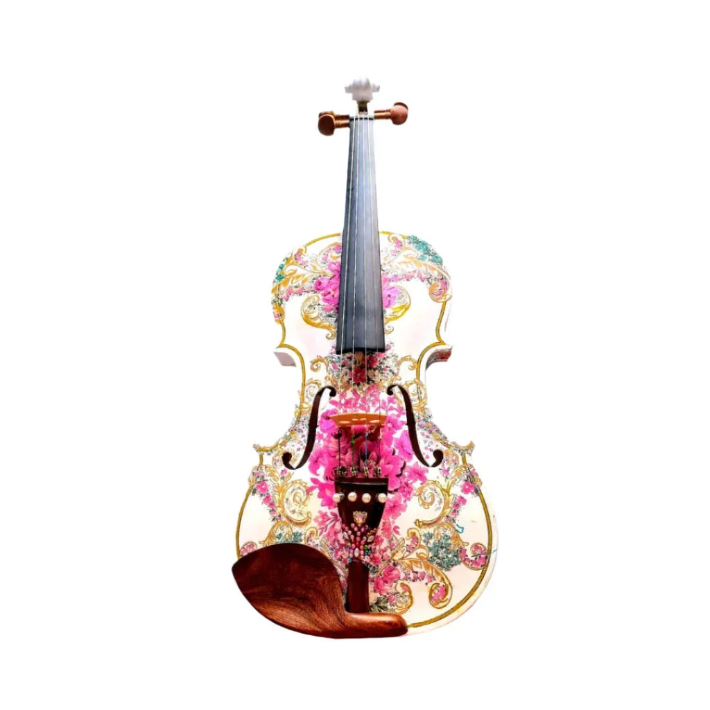 Gilded Age Violin Outfit | Crystal & Pearl Tailpiece, Carbon Fiber Bow - Rozanna's Violins