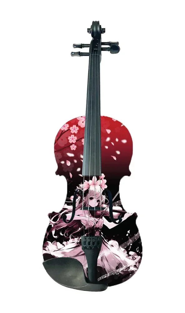 Cherry Blossom Girl Anime Violin Outfit | Carbon Fiber Bow & Faux Pearl Tailpiece - Rozanna's Violins