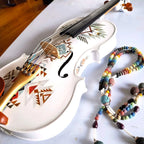 Native American Spirit Violin Outfit | Robin Egg Blue & Gold Motif, Crystal Tuners - Rozanna's Violins