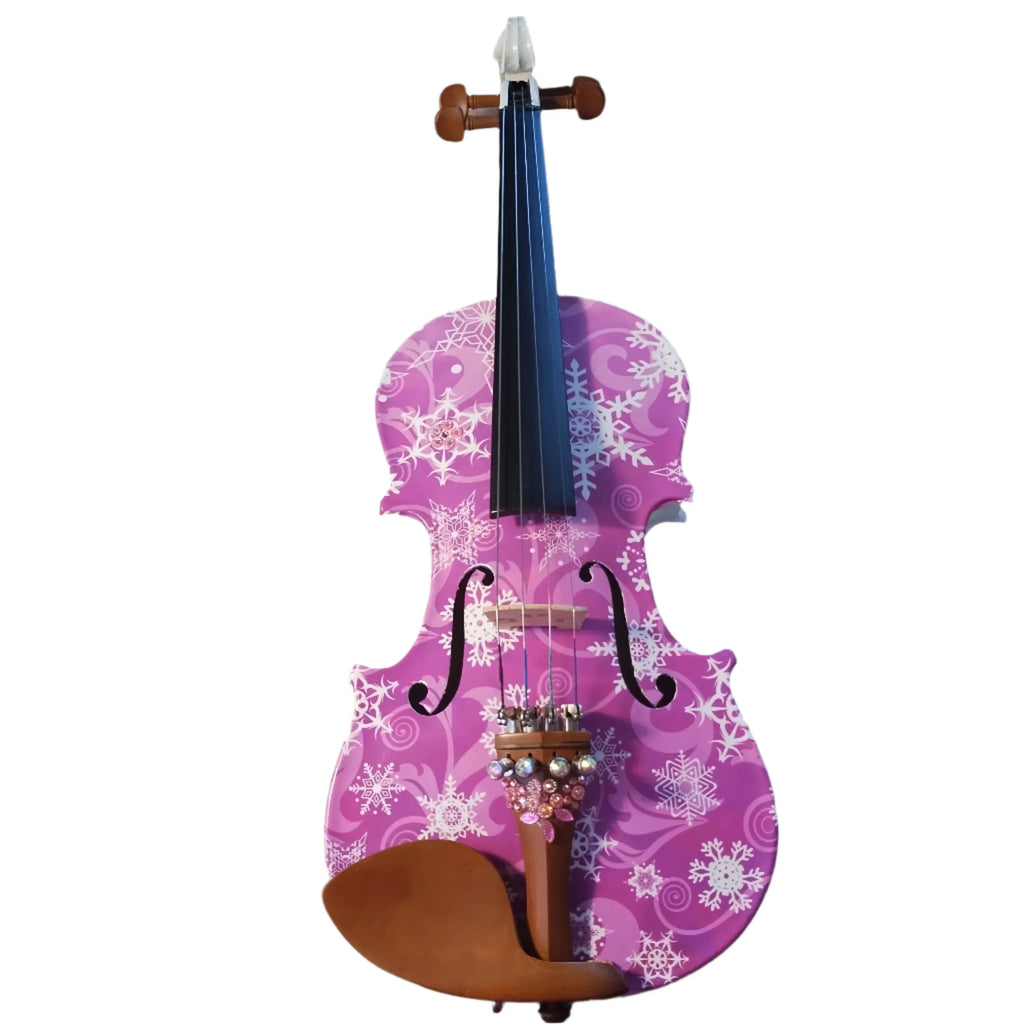 Snowflake Fuchsia Sparkle Violin Outfit | Carbon Fiber Bow & Case - Rozanna's Violins
