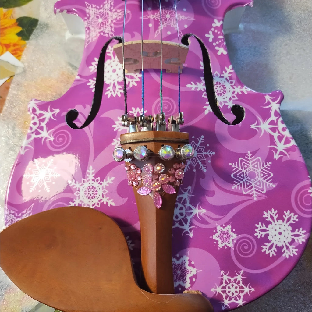 Snowflake Fuchsia Sparkle Violin Outfit | Carbon Fiber Bow & Case - Rozanna's Violins