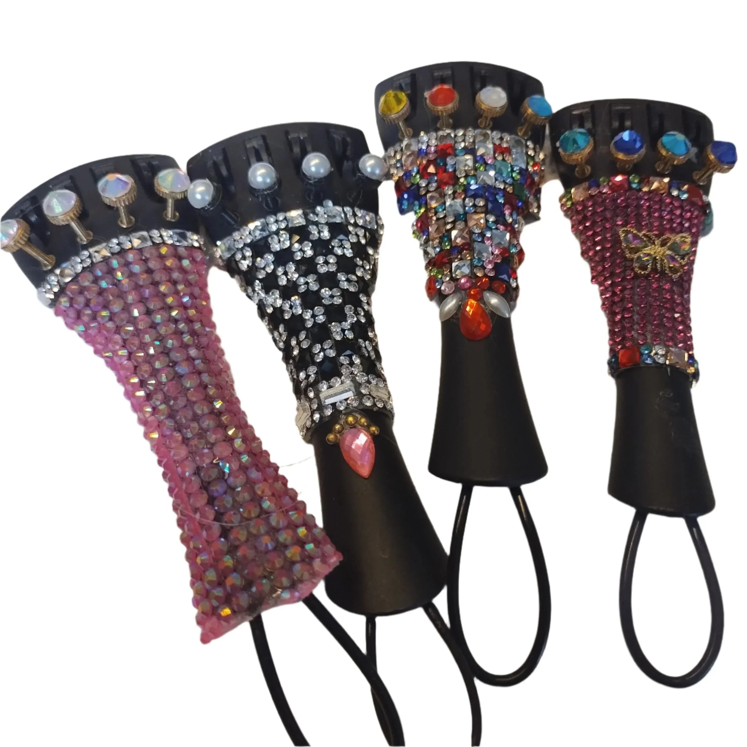 Rozanna's Onyx Lattice Cello Tailpiece | Black & Clear Crystal Checkerboard - Rozanna's Violins