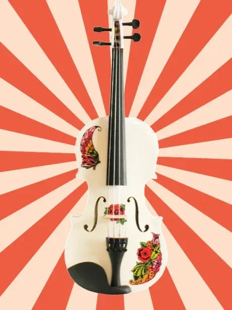 Butterfly Rose Tattoo White 1/4 Violin Outfit SUPER SAVINGS - Rozanna's Violins