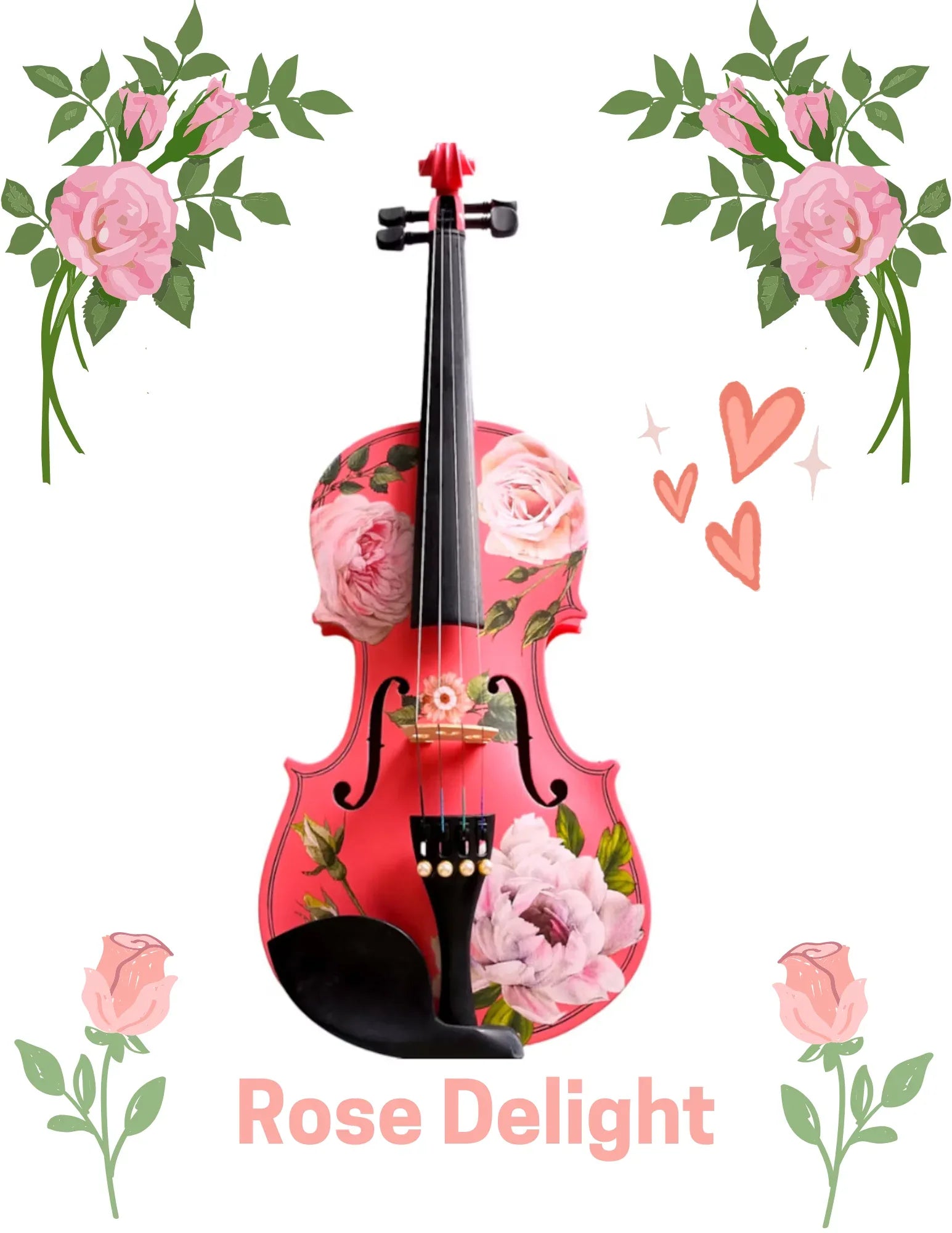 Sunflower Delight Green Violin Outfit | Pearl Fine Tuners & Fiberglass Bow - Rozanna's Violins