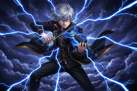 Anime blue lightning violin