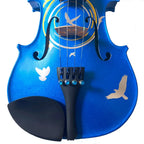 Bird Heaven Metallic Violin Outfit | Iridescent Metallic Bird Design & Crystal Tuners - Rozanna's Violins
