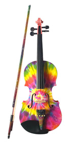 Tie Dye Violin Outfit | Hand Applied Tie-Dye Design & Crystal Fine Tuners - Rozanna's Violins