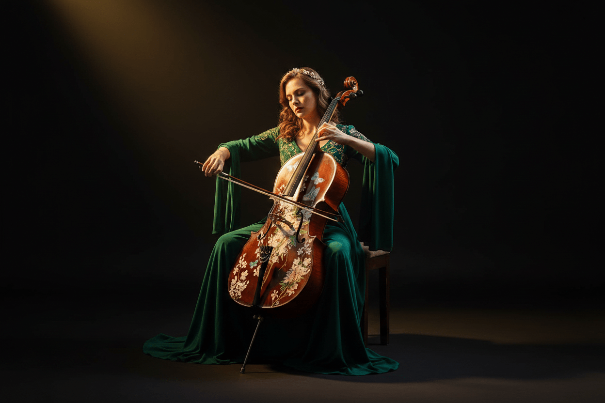 Cherry Blossom Cello Outfit | Pearl Fine Tuners & Brazilwood Bow - Rozanna's Violins