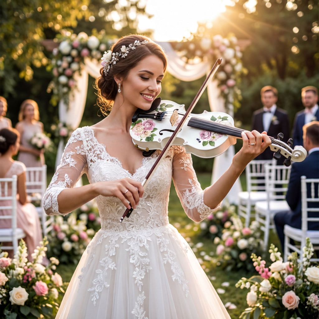 Rose Electric Acoustic White 3/4 Violin Outfit - Rozanna's Violins