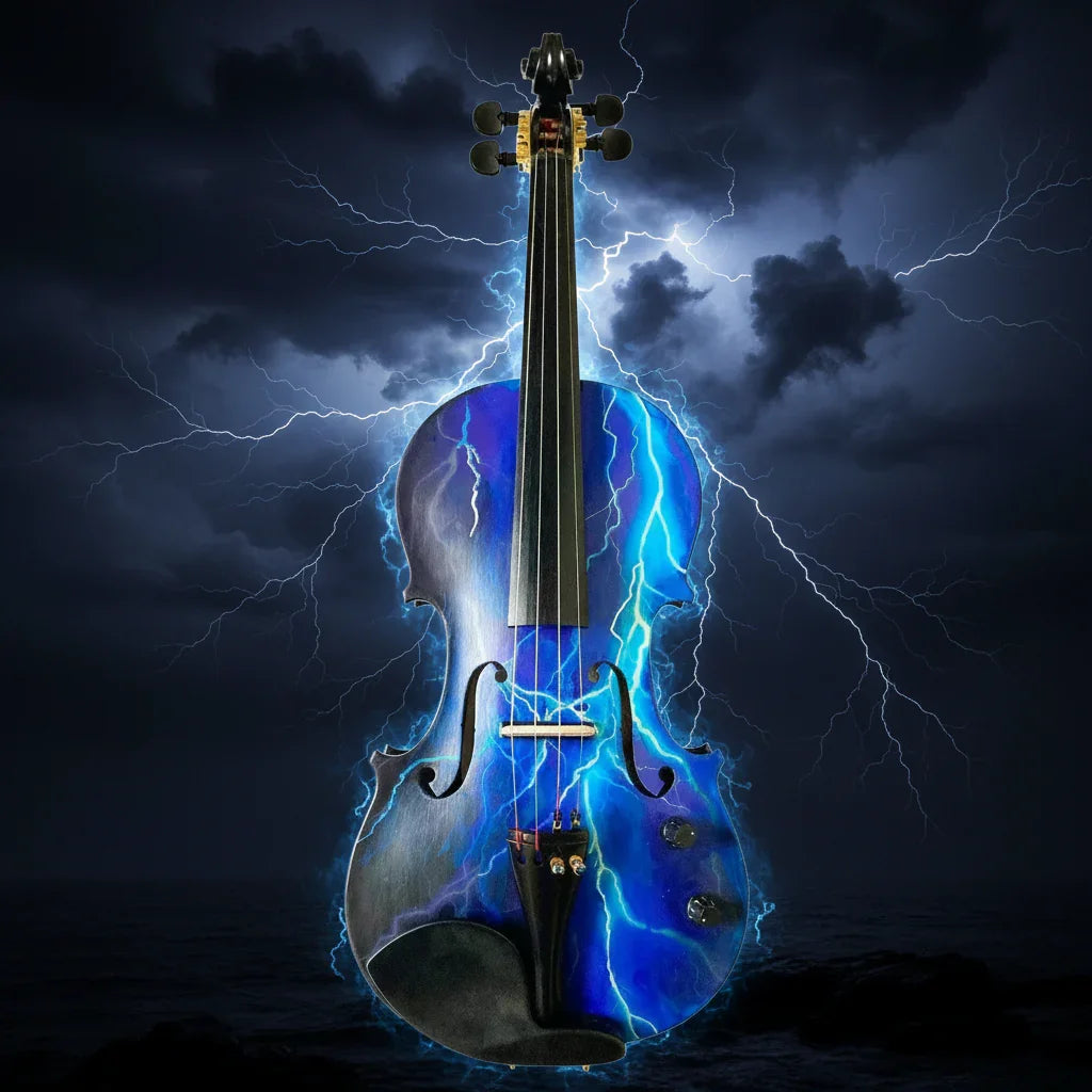 Electric Blue Lightning Violin | Electro-Acoustic & Machine Head