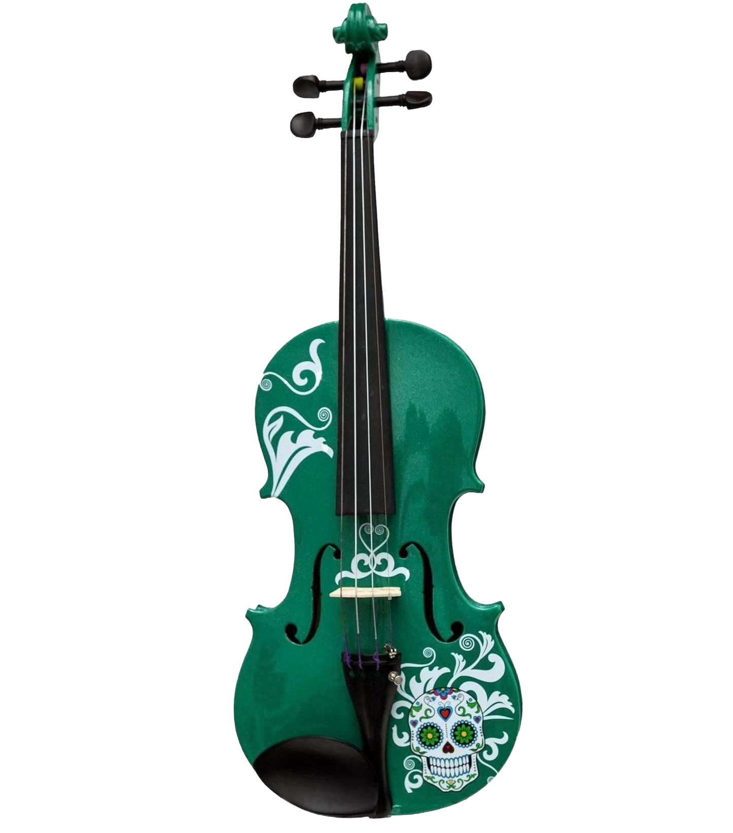 Cinco de Mayo Emerald Green Violin Outfit w/ Matching Carbon Fiber Bow, Case, Crystal Fine Tuners, Rosin, Strings, Set-Up - Rozanna's Violins