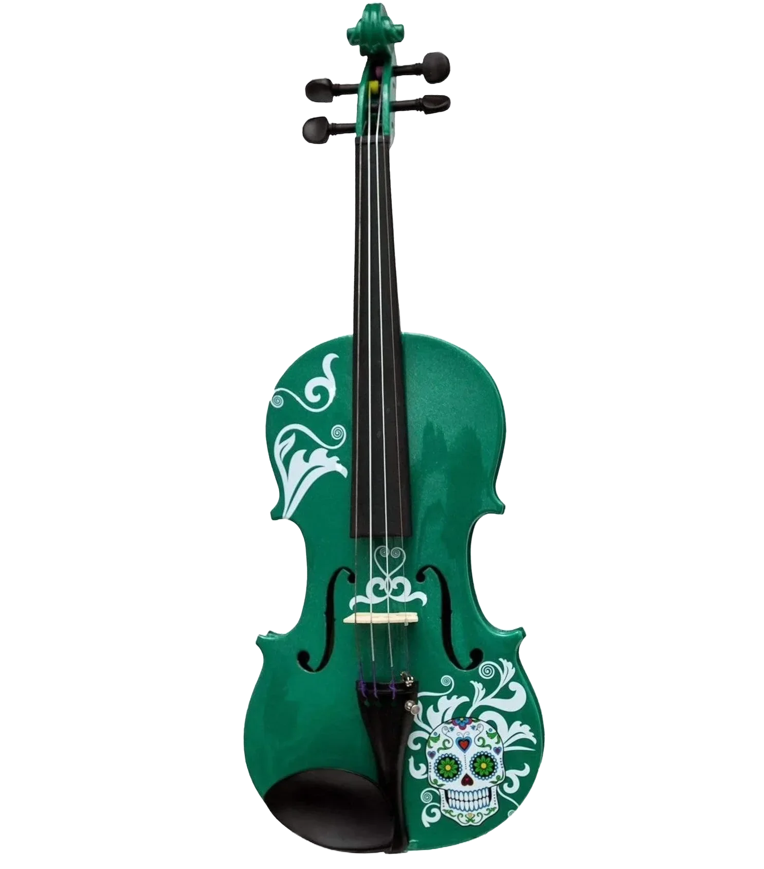 Cinco de Mayo Emerald Green Violin Outfit w/ Matching Carbon Fiber Bow, Case, Crystal Fine Tuners, Rosin, Strings, Set-Up - Rozanna's Violins