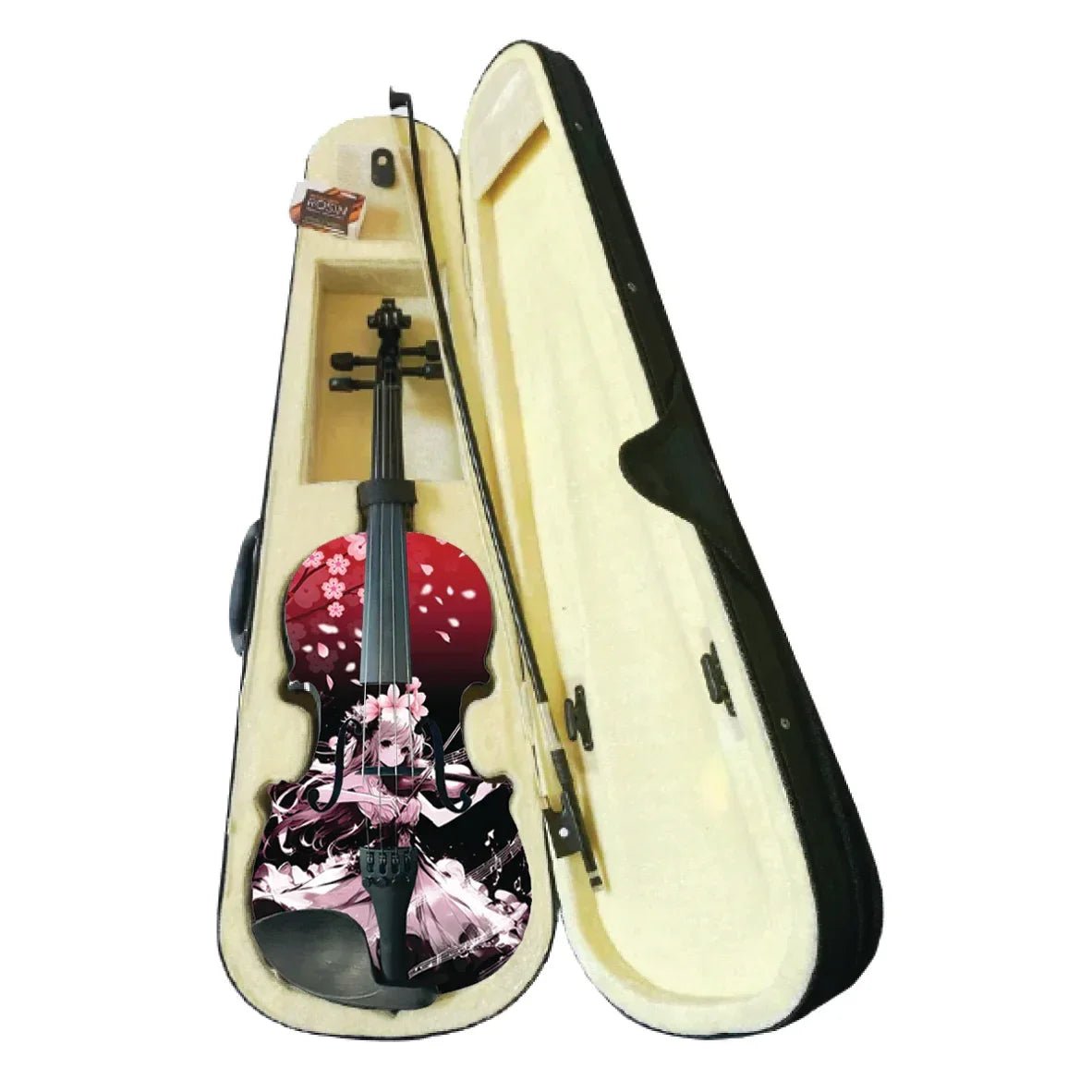 Cherry Blossom Girl Anime Violin Outfit | Carbon Fiber Bow & Faux Pearl Tailpiece - Rozanna's Violins