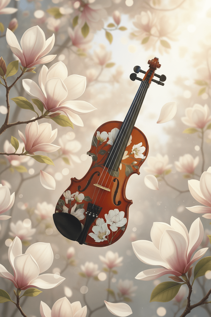Magnolia Heaven Violin Natural Outfit | Pearl Fine Tuners & Brazilwood Bow - Rozanna's Violins