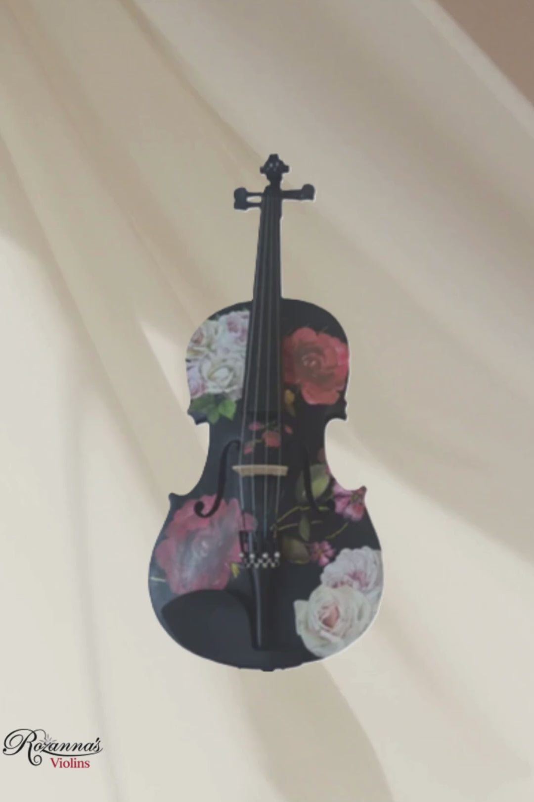 Rozanna's Rose Delight Black Violin Outfit | Pearl Fine Tuners & Brazilwood Bow
