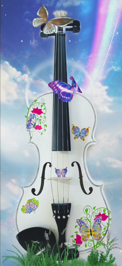 Rozanna's Butterfly Dream II White Bejeweled Violin Outfit