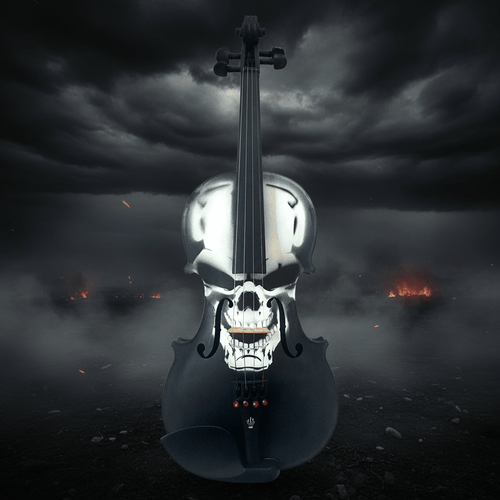 Scourge of War Skull Violin Outfit | Carbon Bow & Crystal Tuners