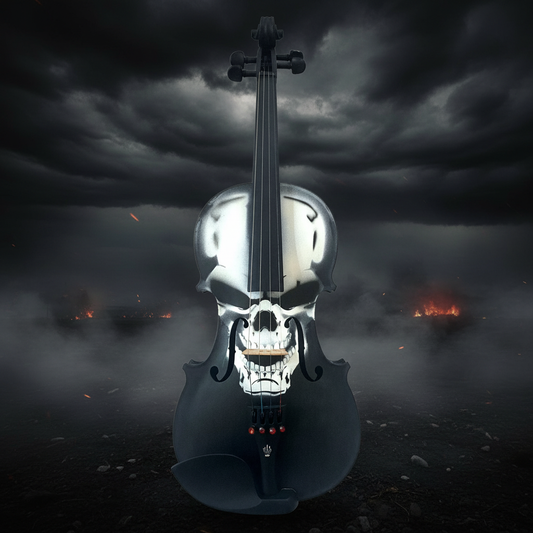 Scourge of War Skull Violin — Dark Editorial