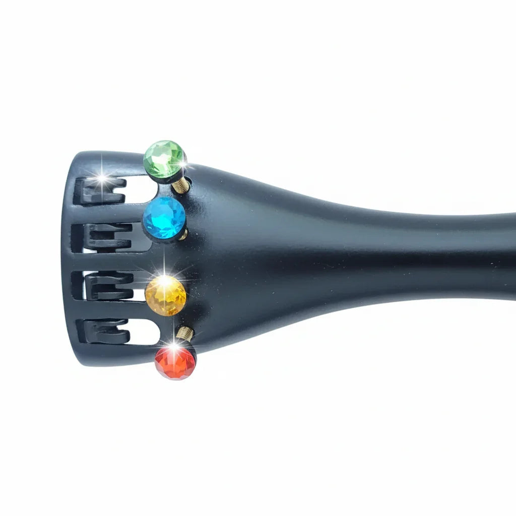 Color Key Violin Tailpiece | Color - Coded Crystal Fine Tuners for Easy Learning - Rozanna's Violins