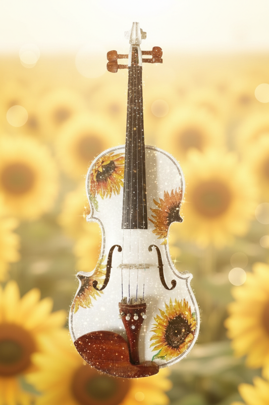 Sunflower White Glitter Violin - Editorial Background
