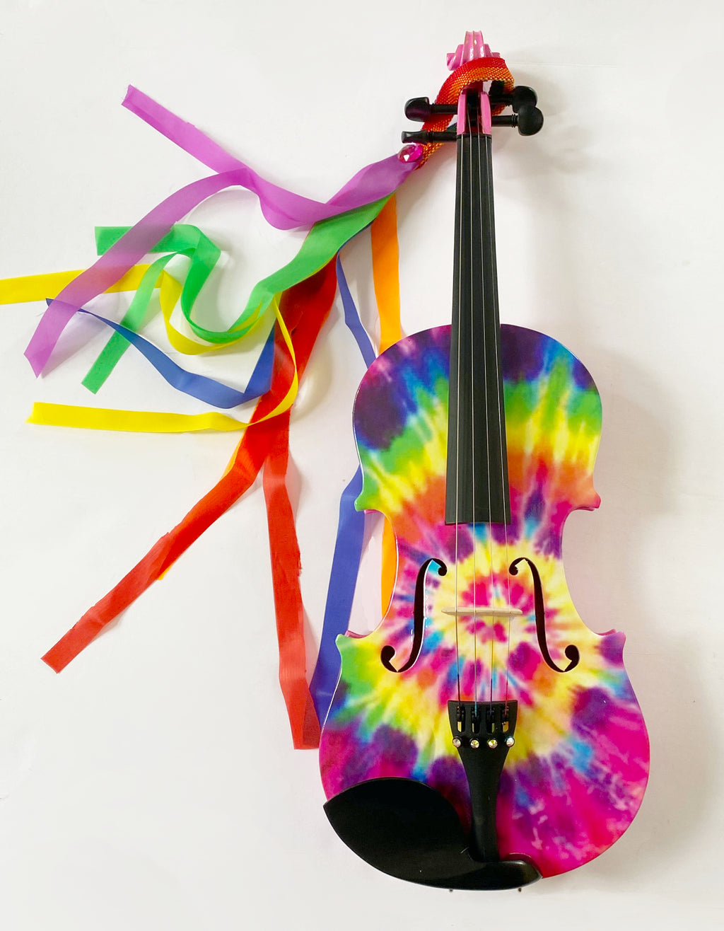 Tie Dye Violin Outfit | Hand Applied Tie-Dye Design & Crystal Fine Tuners - Rozanna's Violins