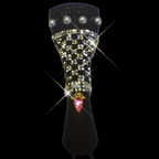 Rozanna's Onyx Lattice Cello Tailpiece | Black & Clear Crystal Checkerboard - Rozanna's Violins
