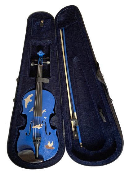 Blue Chrome Birds Violin Outfit - Rozanna's Violins