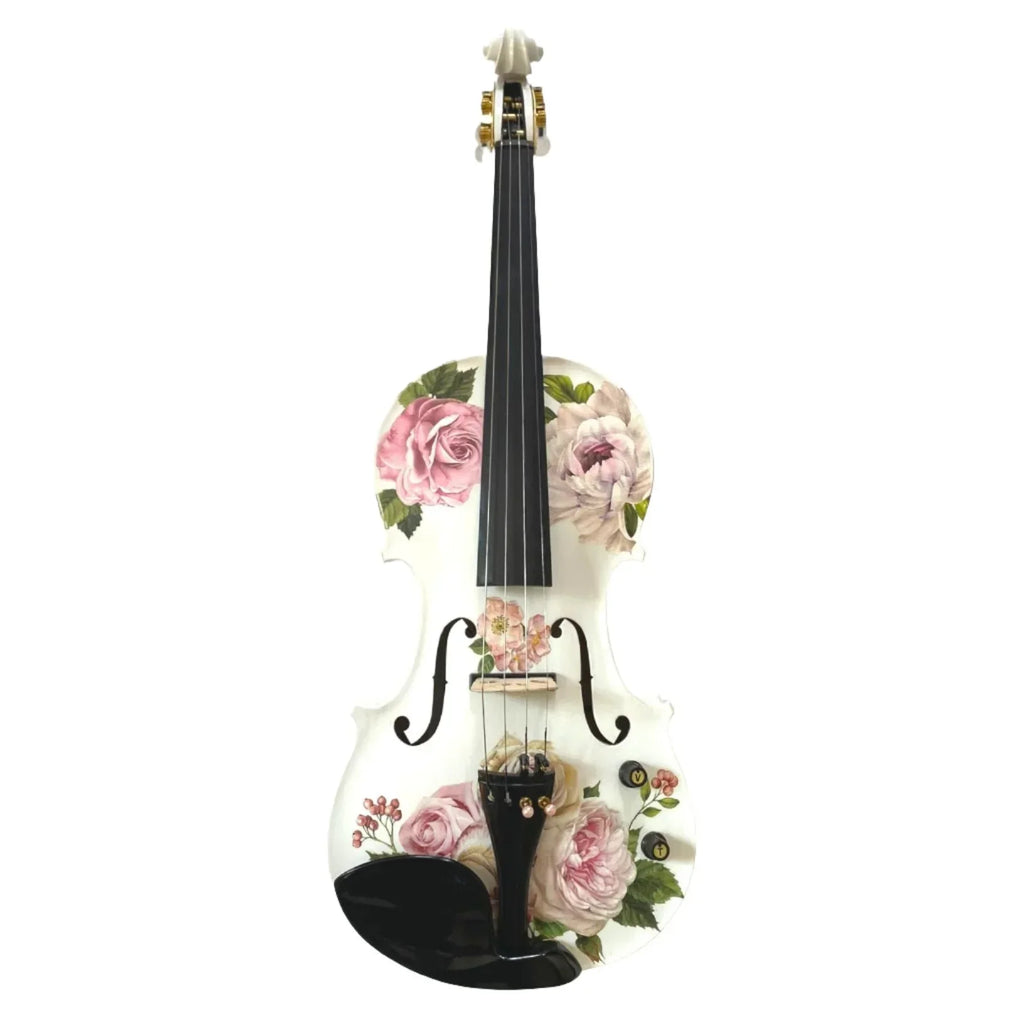 Rose Electric Acoustic White 3/4 Violin Outfit - Rozanna's Violins