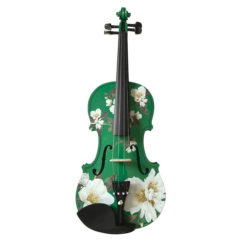 Magnolia Heaven Emerald Green Violin Outfit | Pearl Fine Tuners & Brazilwood Bow - Rozanna's Violins