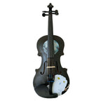Mystic Owl Midnight Black Violin Outfit | Hand Applied Artwork & Bow - Rozanna's Violins
