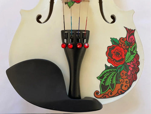 Butterfly Rose Tattoo White 1/4 Violin Outfit SUPER SAVINGS - Rozanna's Violins