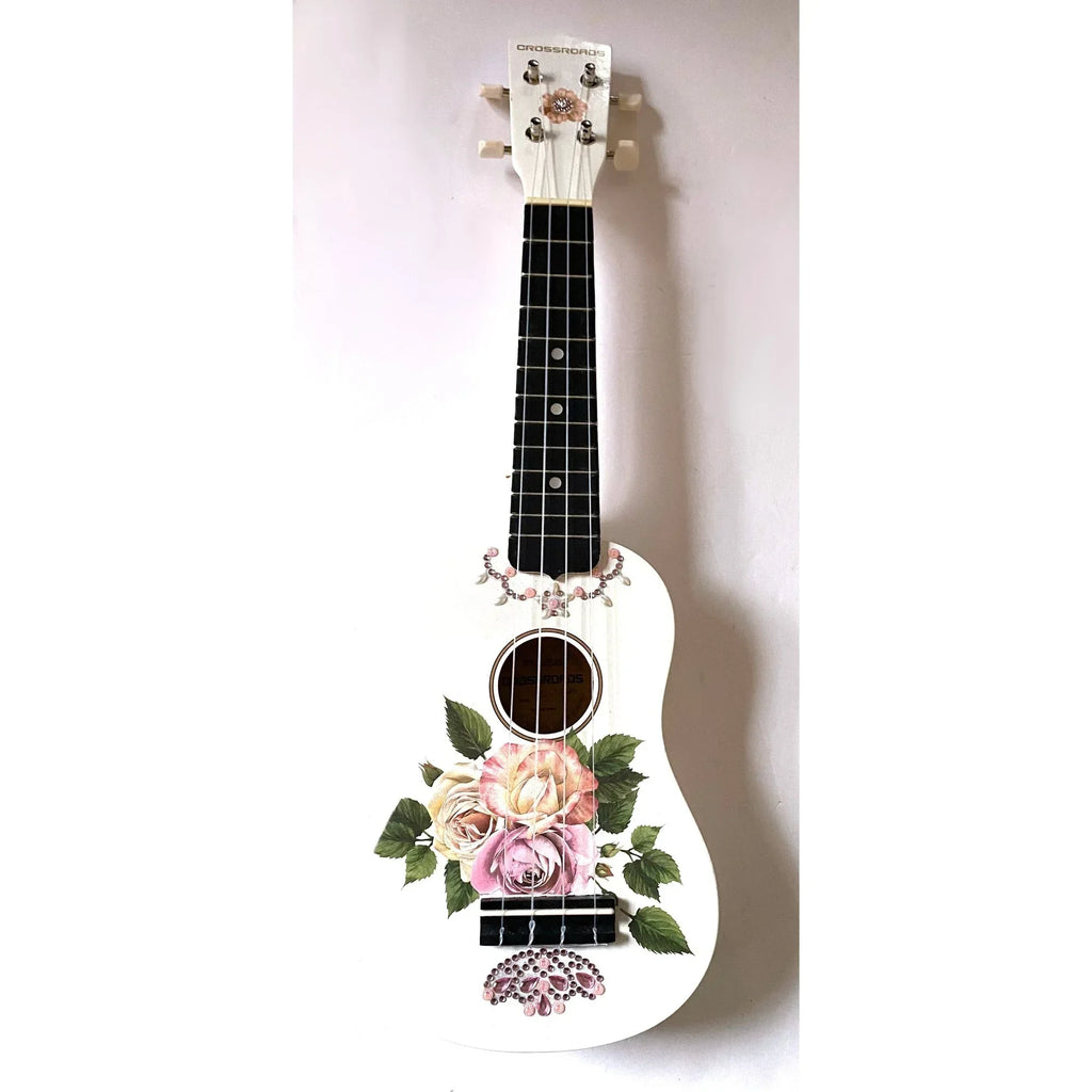 Rose Delight Ukulele | Hand Applied Design & Crystal Details - Rozanna's Violins