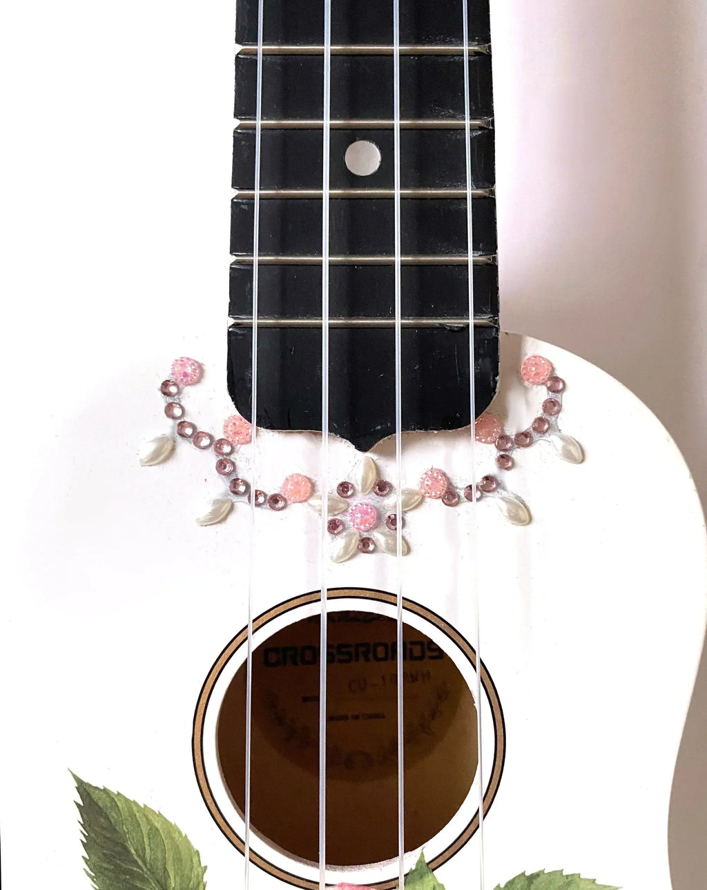 Rose Delight Ukulele | Hand Applied Design & Crystal Details - Rozanna's Violins