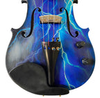 Electric Blue Lightning Violin | Electric-Acoustic with Machine Head Pegs & Carbon Bow - Rozanna's Violins