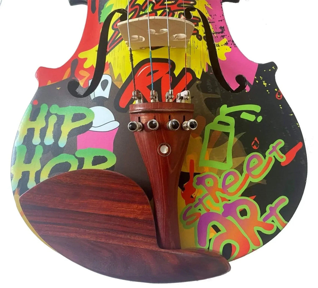 Rozanna's Graffiti Art Violin Outfit | Carbon Fiber Bow & Crystal Fine Tuners - Rozanna's Violins