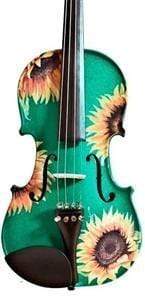 Rozanna's Violins 4/4 Sunflower Delight Emerald Green Glitter Violin Outfit