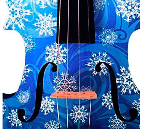 Snowflake Blue Violin Outfit | Carbon Fiber Bow & Crystal Fine Tuners - Rozanna's Violins
